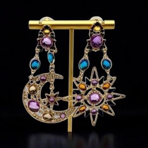 Rhinestone Sun and Moon Earrings